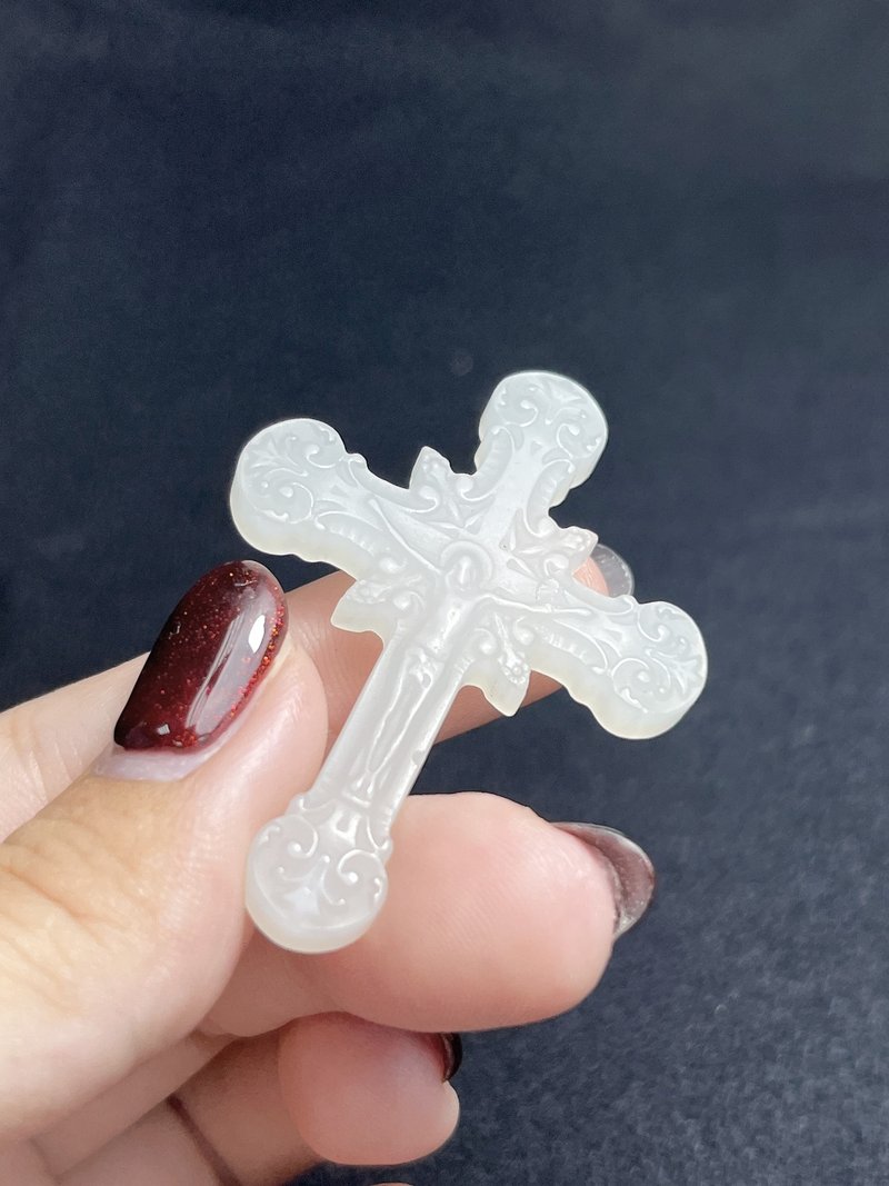 Xinjiang Hotan Mutton Fat White Jade Cross - Necklaces - Jade 