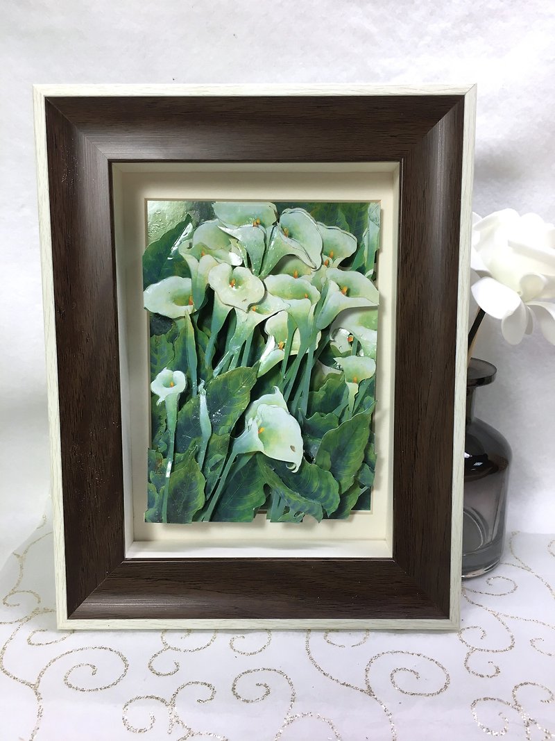 European style three-dimensional paper sculptures, calla lilies, immortal flowers, festivals. The wooden frames are mainly in stock, and the pictures are for reference only. - อื่นๆ - กระดาษ 