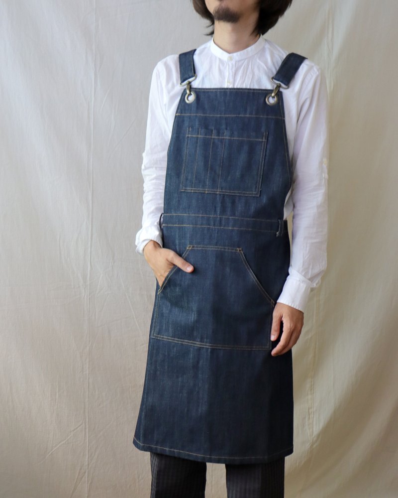 Ayuno thick denim apron deep denim - Aprons - Cotton & Hemp Blue