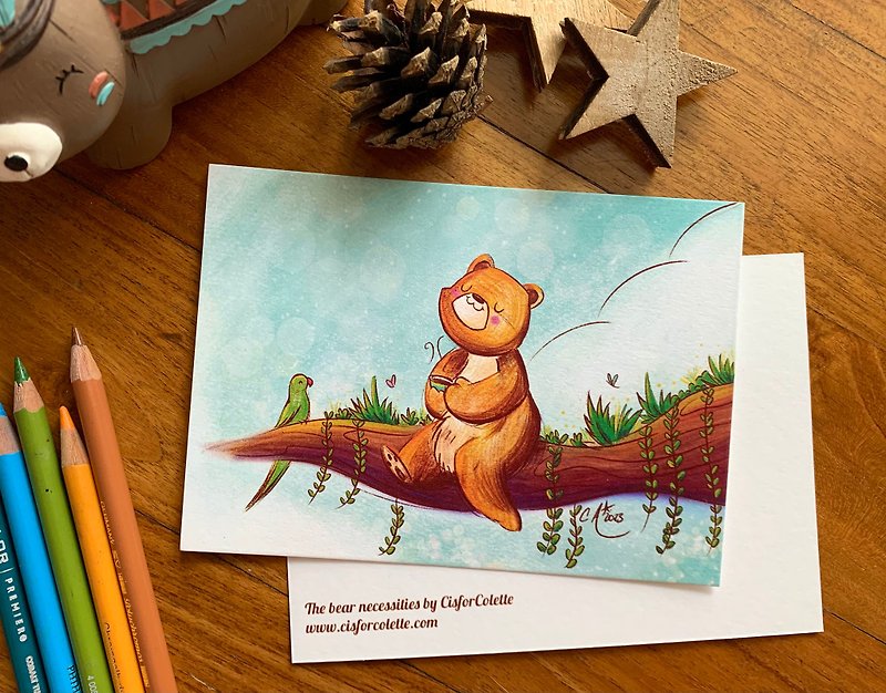 The bear necessities postcard - การ์ด/โปสการ์ด - กระดาษ สีน้ำเงิน