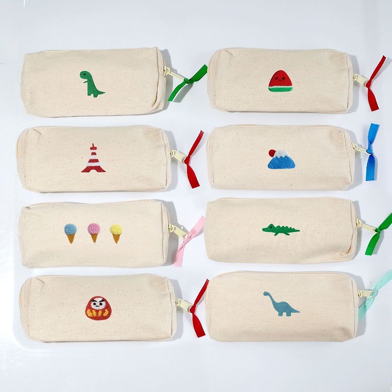 【Q-cute】筆袋系列-可愛圖案-加字/客製化 - 筆盒/筆袋 - 棉．麻 多色