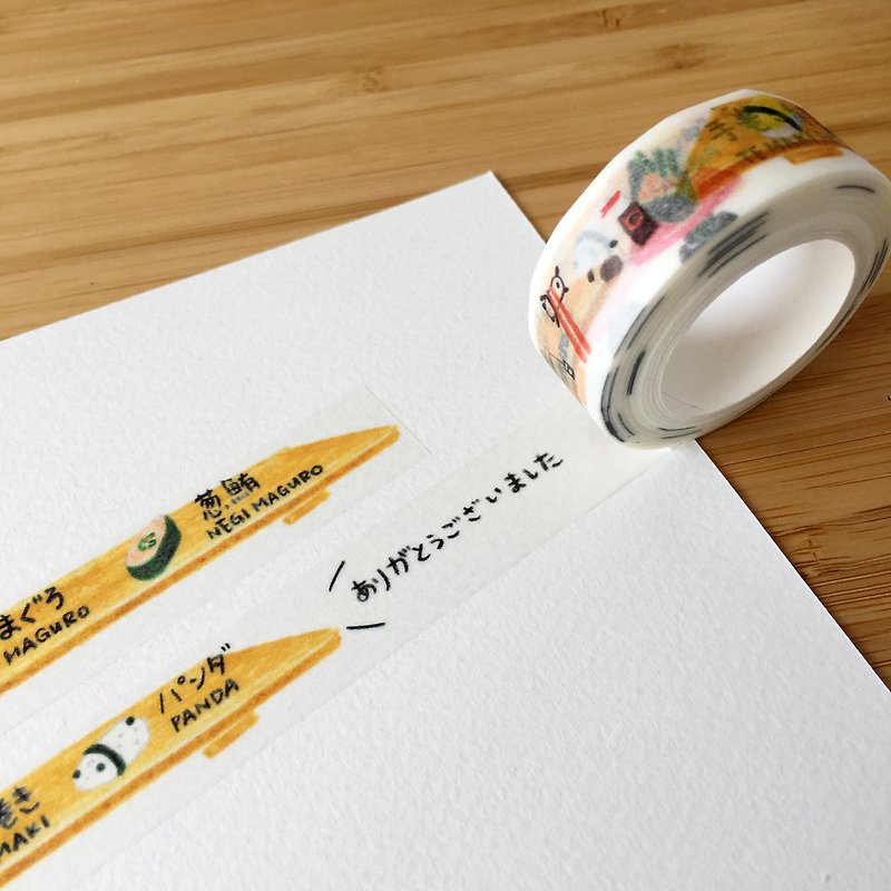 Panda travel the world - Japan articles - panda sushi paper tape - Washi Tape - Paper White