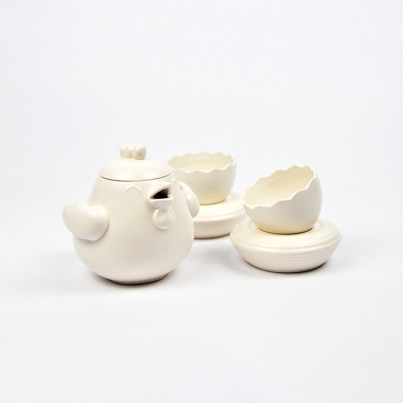 Oriental Selection-Birth-Chicken Pot & Eggshell Cup - ถ้วย - ดินเผา ขาว