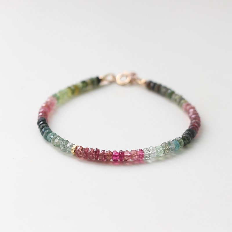 14KGF natural tourmaline gradient color bracelet - Bracelets - Semi-Precious Stones Multicolor