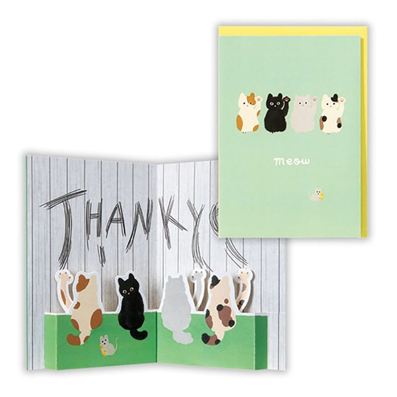 Waving the cat paw of thanks [Hallmark-Pop-up card JP unlimited thanks] - การ์ด/โปสการ์ด - กระดาษ หลากหลายสี