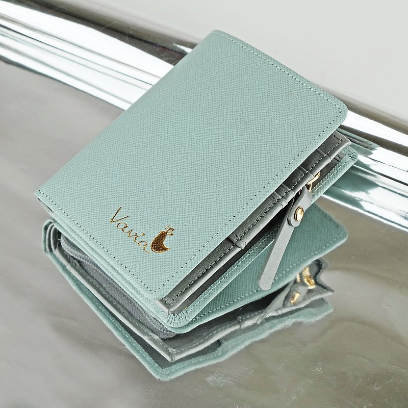 Genuine Leather Wallets Blue - Milky Blue Pocket Book Short Wallet / Cow Leather