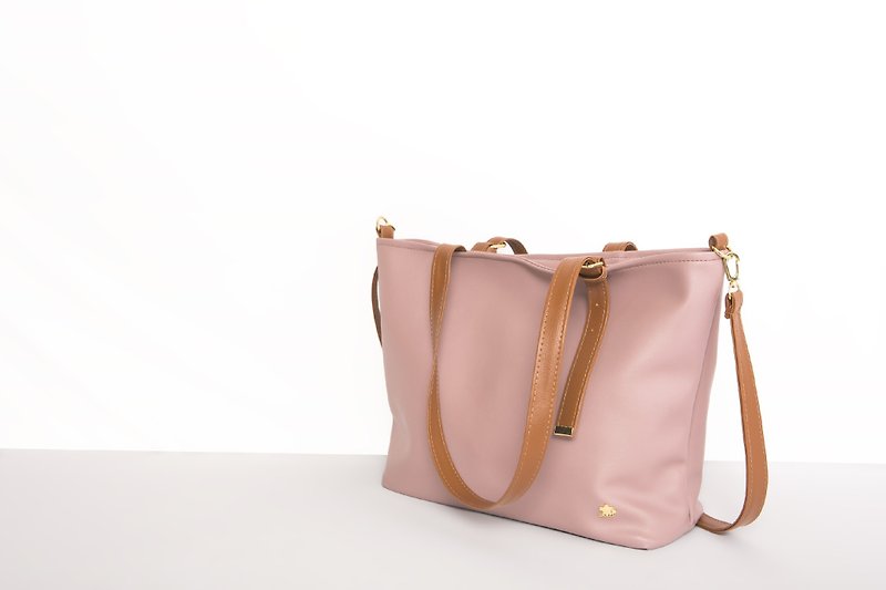 Taiwan Original/CLM Vegan Leather/Classic Tote Bag-Dry Rose - Handbags & Totes - Latex Pink