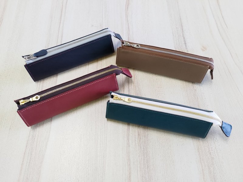 Pencil Case | Pencil Box | Triangular Pencil Case | Genuine Leather | Fully Hand-stitched - กล่องดินสอ/ถุงดินสอ - หนังแท้ 