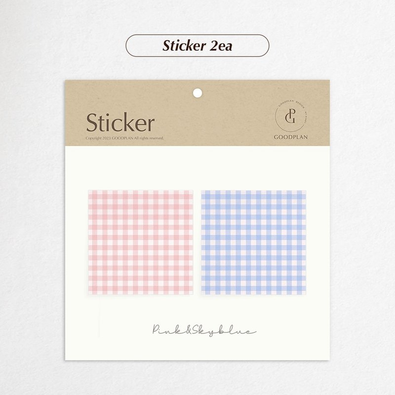 Gingham check memo B pink&skyblue - 電腦手機桌布/貼圖/App 圖示 - 其他材質 