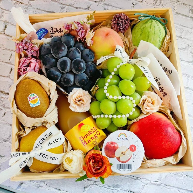 French fruit gift box 32X32 cm Acrylic wooden box - อื่นๆ - ไม้ สีกากี