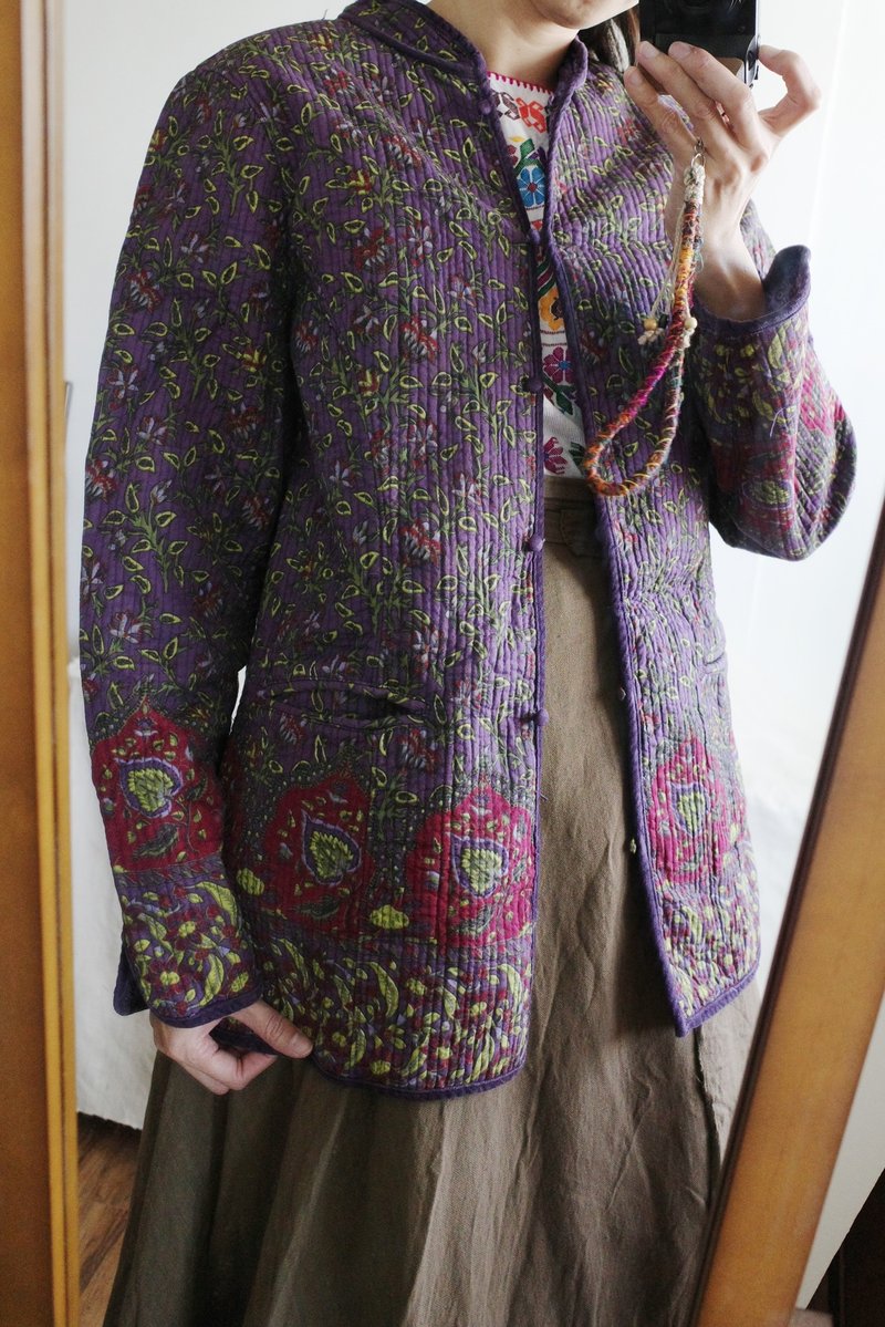 Vin 印度蓋印立領棉襖外套 - 女裝外套/大衣 - 棉．麻 