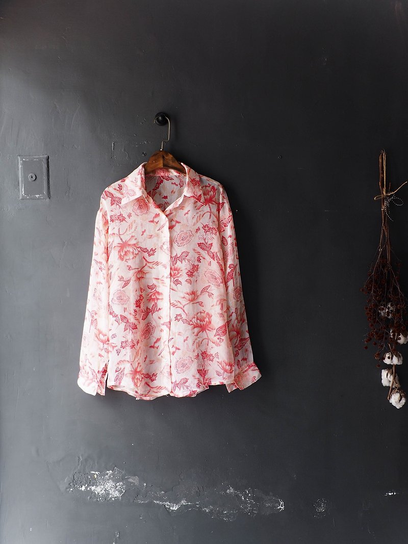 River Water Mountain - Fukui Micro Powder Youth Love Log Antique Silk Spinning Shirt Top - Women's Shirts - Polyester Pink