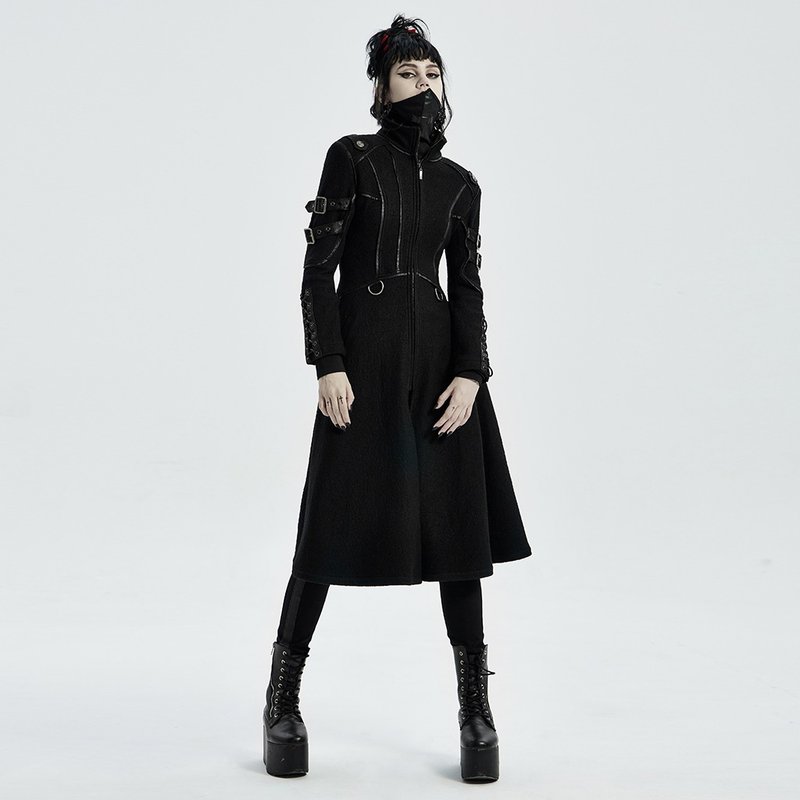 龐克聖杯騎士高領長外套 - 黑 / 紅 / 情侶款 / 即將絕版 - 女西裝外套 - 其他材質 黑色