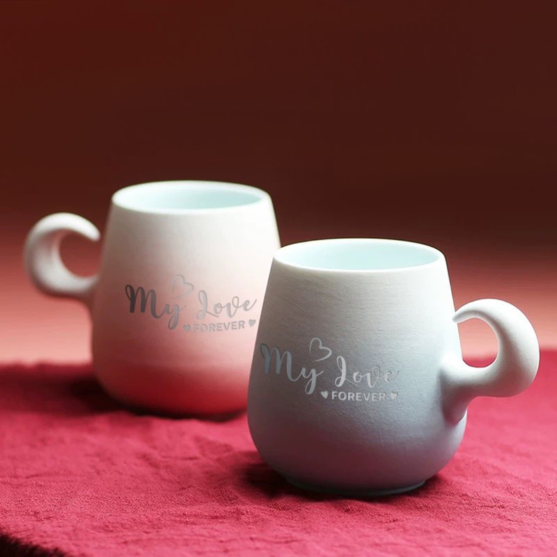 【客製化象牙杯】創意把手咖啡杯 可訂製刻字 情侶杯子陶瓷馬克杯 - 咖啡杯/馬克杯 - 瓷 多色