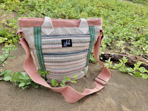 ASHA 【天然染】水桶雙用包 手工編織 肩揹包 斜揹包 多夾層 輕旅行