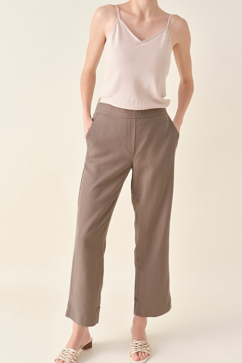 Tove & Libra Convertible Tencel Crop Pant - Dark Taupe Sustainable Fashion - Women's Pants - Eco-Friendly Materials Brown