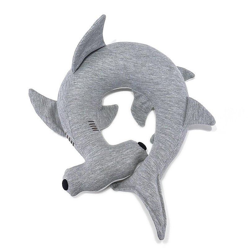 Design No.HS191 - 【3D Pattern】Hammerhead Shark Travel Neck Pillows - Pillows & Cushions - Cotton & Hemp Gray