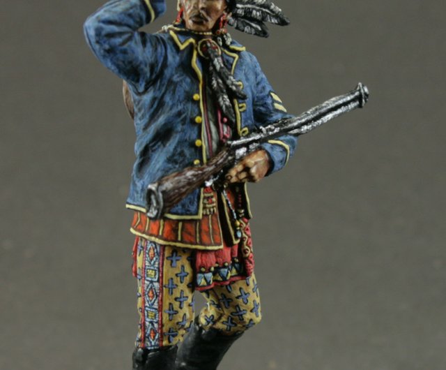 アメリカインディアンの手描きのおもちゃのブリキの兵士54mm。室内装飾。ユニークなギフト - ショップ Soldiers Miniature  人形・フィギュア - Pinkoi