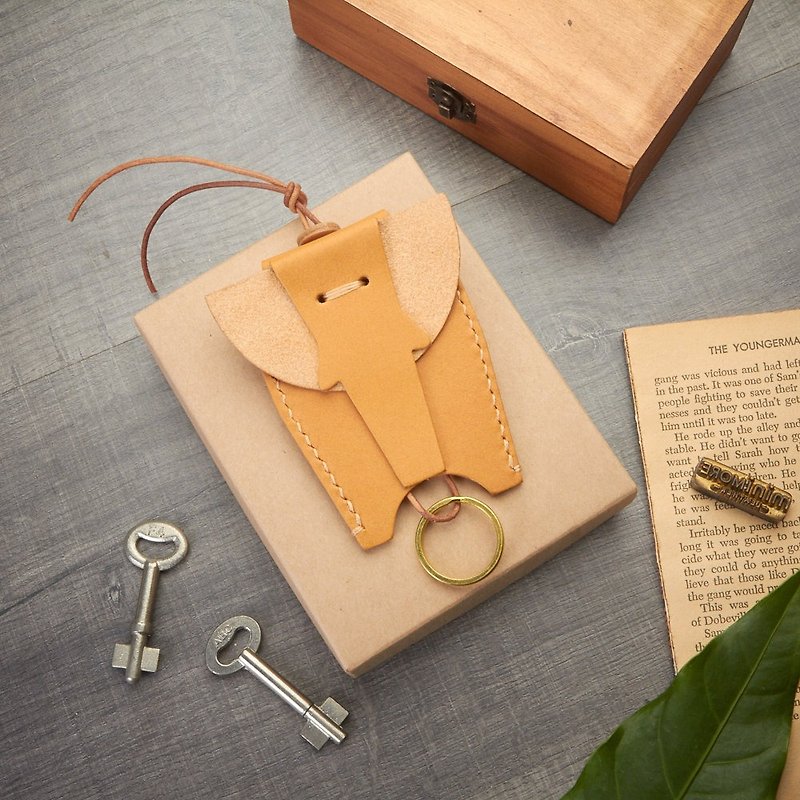 Elephant Leather Key Holder - Vegetable tanned key holder - Key Wallet - Leather - Other - Genuine Leather Orange