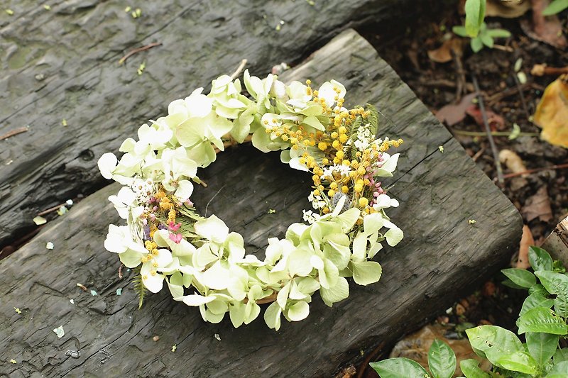 [Good] day hand-made limited spring green hydrangea wreath - ตกแต่งต้นไม้ - พืช/ดอกไม้ 