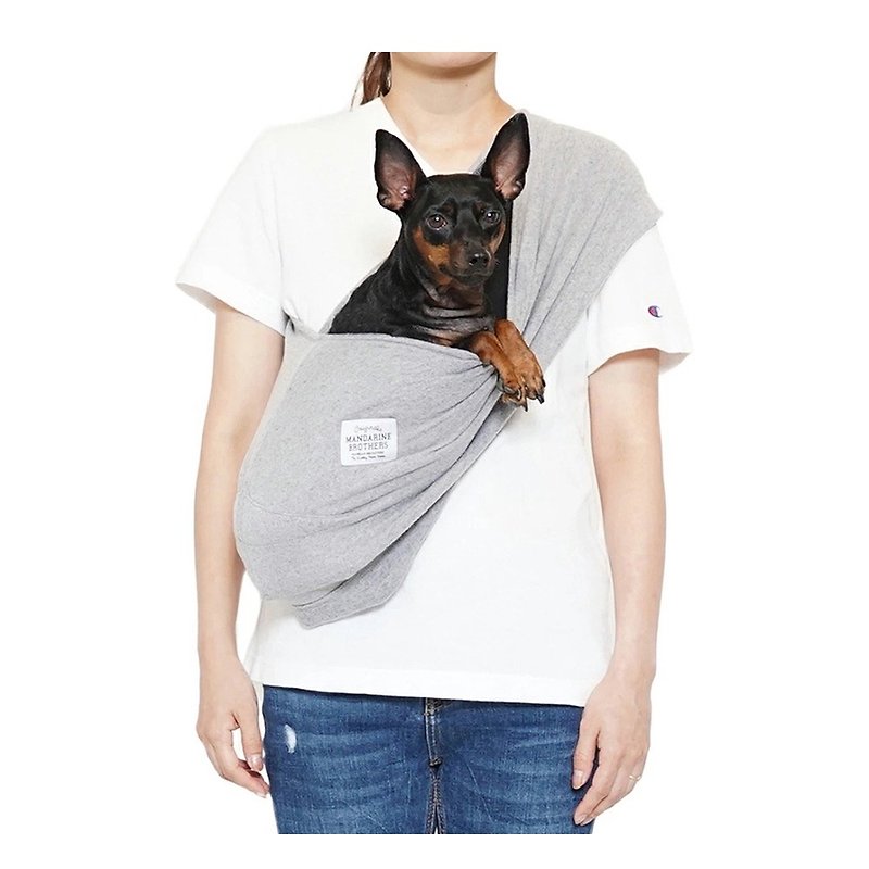 【MANDARINE BROTHERS】Japanese pet outdoor sling furoshiki sling kangaroo bag - กระเป๋าสัตว์เลี้ยง - ผ้าฝ้าย/ผ้าลินิน สีเทา