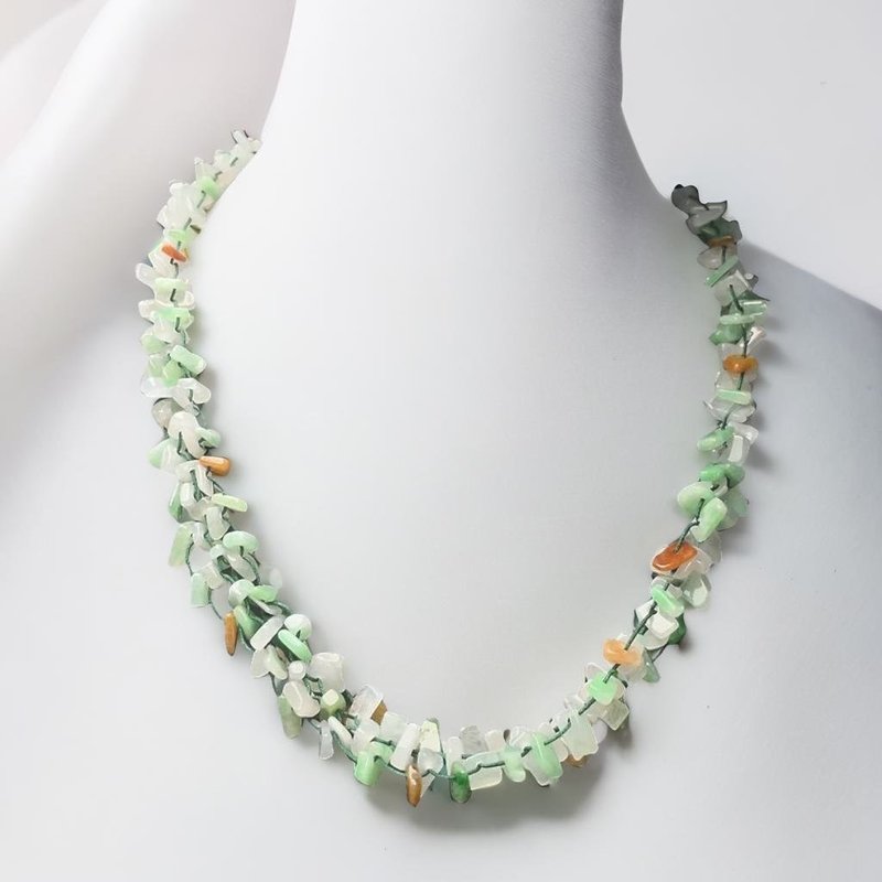 Colorful Jadeite Necklace | Natural Burmese Jadeite A Grade | Gift - สร้อยคอ - หยก หลากหลายสี