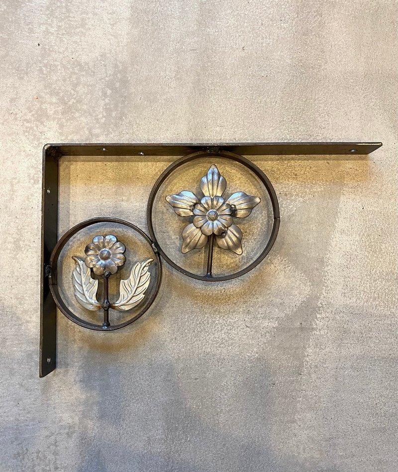 数量限定　FI-2　アイアン　棚受け　ブラケット　アングル 　溶接　飾り　L字アングル　溶接材料　花　インダストリアル - 其他 - 其他金屬 黑色