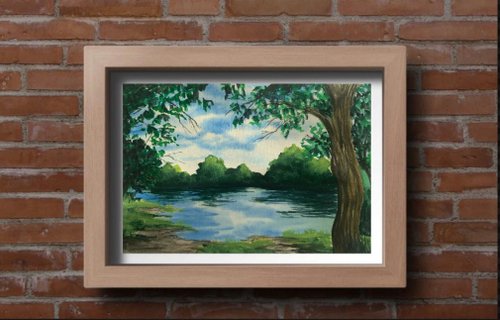 自作油彩画　油絵　風景画　湖　森 61ePP+lHDHL._UF350,350_QL50_.jpg