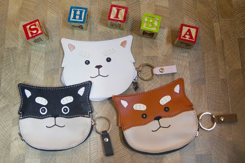 柴犬大學 - 柴犬造型雙拉鏈真皮零錢包 - 零錢包/小錢包 - 真皮 