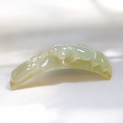 瓔珞翡翠 【願‧事事如意】冰種飄黃翡翠如意金魚|天然緬甸玉A貨翡翠 |送禮