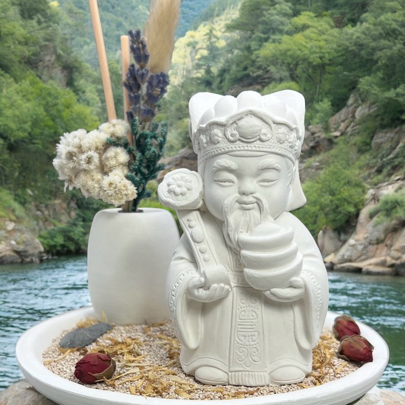 佛藝新美學 藝術香氛擴香 土地公(財神爺) 永生花多彩圓盤組 - 公仔/玩偶 - 水泥 多色