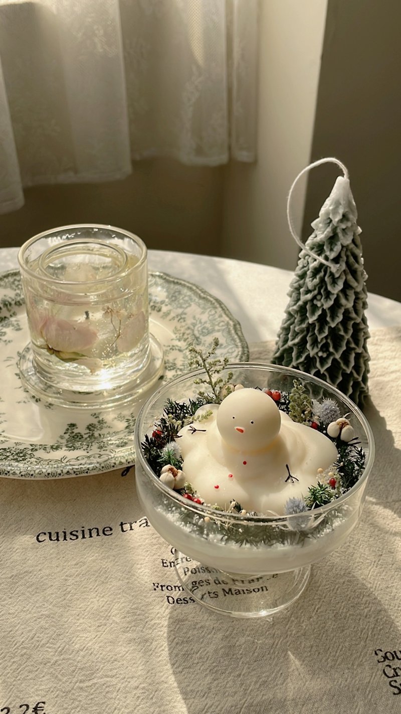 【Experience】Christmas Candle Course Snowman Wreath Container Wax - Candles/Fragrances - Wax 