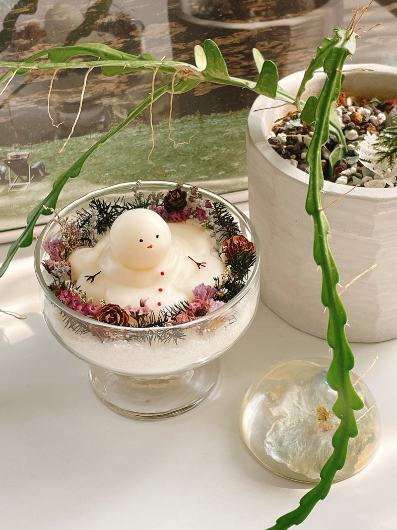 【體驗】聖誕蠟燭課程 雪人花圈容器蠟 - 蠟燭/香氛/調香 - 蠟 
