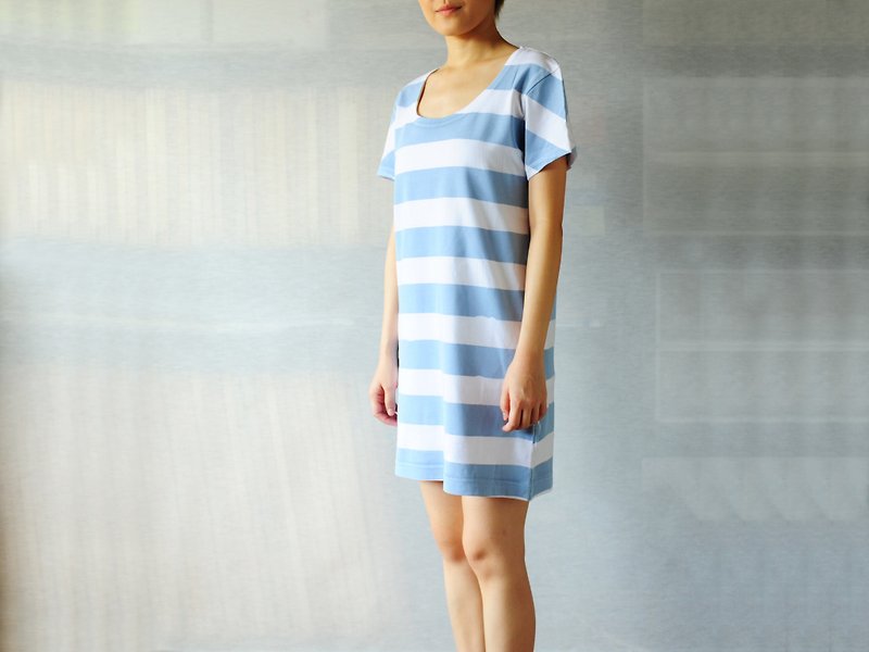 jainjain Jane Save Handmade / wayward experiment fingerprint gray-blue t-shirt Long - เสื้อยืดผู้หญิง - ผ้าฝ้าย/ผ้าลินิน สีน้ำเงิน