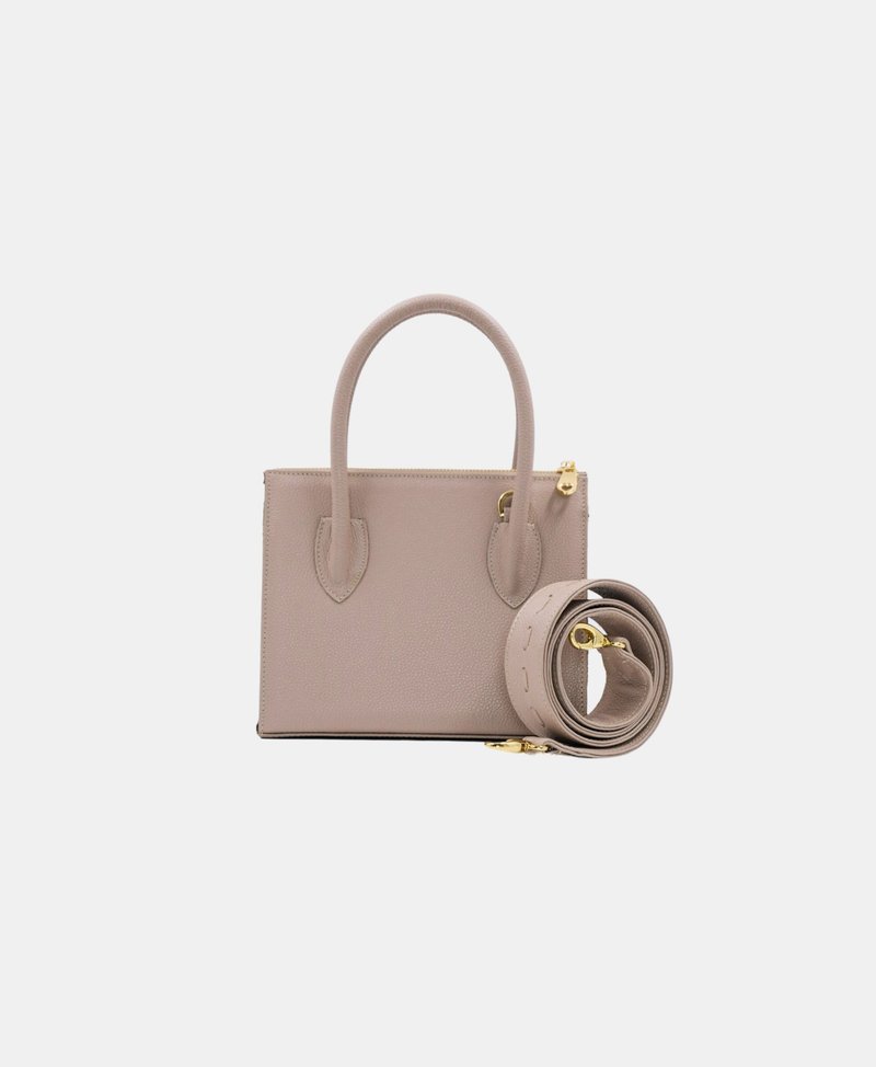 Unique crossbody leather and Thai fabric handcrafted beige handbag - 手提包/手提袋 - 真皮 卡其色