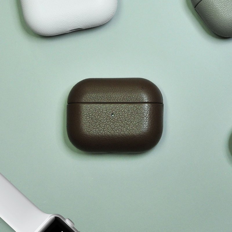 AirPods 3/4/Pro/Pro2 真皮 耳機保護殼 Coffee 咖啡 烙印名字 - 耳機/藍牙耳機 - 真皮 咖啡色