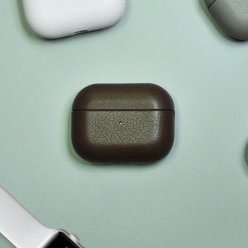 Bellagenda AirPods 3/4/Pro/Pro2 真皮 耳機保護殼 Coffee 咖啡 烙印名字