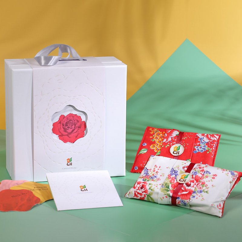 【Furoshiki】Wealth and Good Luck/Tea Bag Gift Box/(Pack of 2) - Tea - Paper Pink
