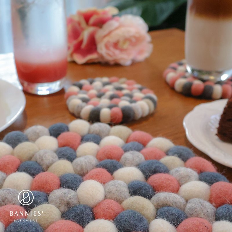 Momotaro | Nepalese handmade wool felt cup and pot holders - Place Mats & Dining Décor - Wool Multicolor