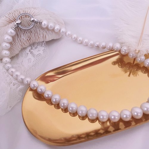 弥谙 彌諳【圓環珍珠項鏈】簡約時尚款10-11mm天然珍珠經典款百搭