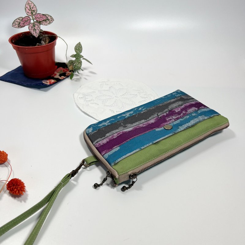 【復古條紋】三合一隨身拉錬包/手機包/散步包 - 手提包/手提袋 - 防水材質 