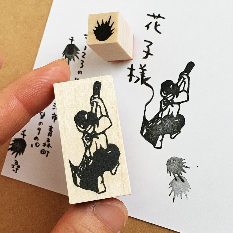 Rubber stamp :  Calligraphy girl - ตราปั๊ม/สแตมป์/หมึก - ยาง สีกากี