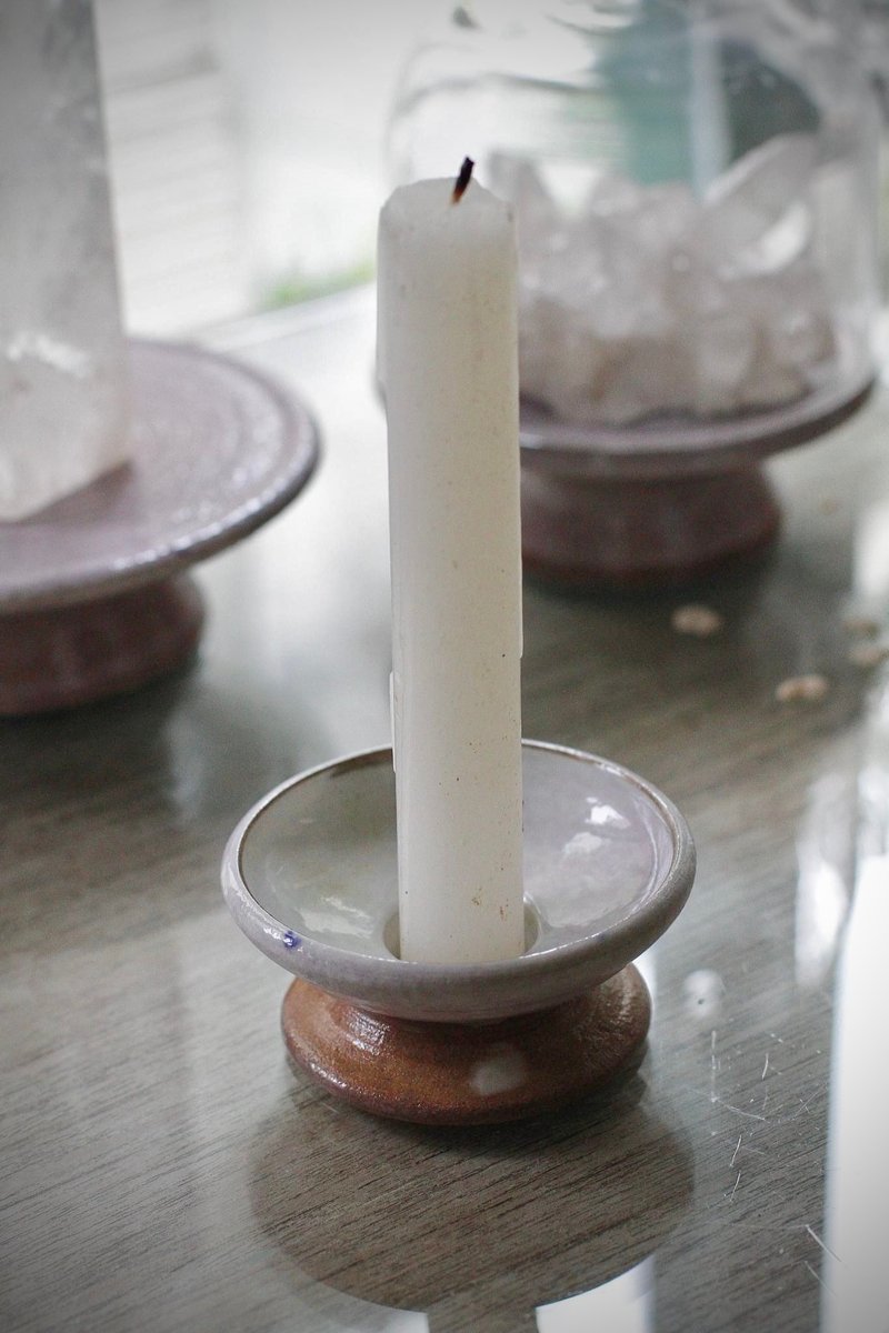 Milky white hand-pulled tall candlestick - Candles & Candle Holders - Pottery White