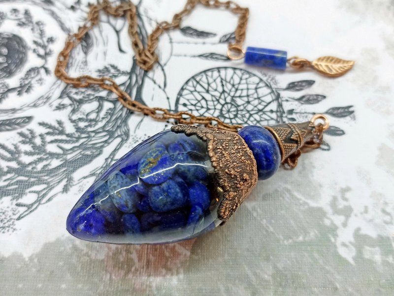 Lapis lazuli pendulum necklace / Crystal pendulum lapis lazuli / For dowsing - 項鍊 - 寶石 藍色