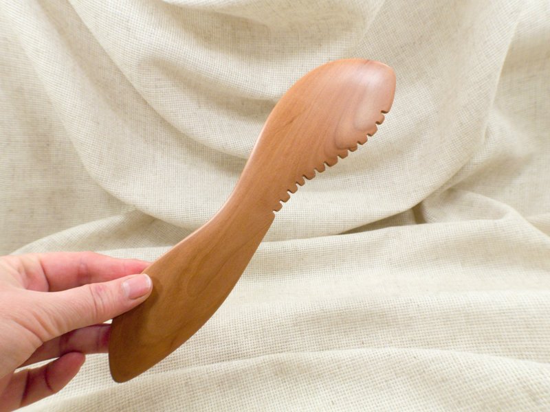 Gua Sha Massage Wooden Tool, Medium Scraper with Teeth, Wooden Massage - อุปกรณ์เสริมความงาม - ไม้ สีนำ้ตาล