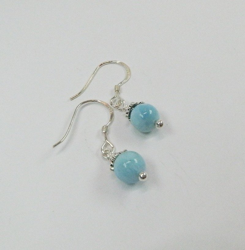 "Blue Sky" - high-quality natural La Lima silver earrings original design in Hong Kong - ต่างหู - เครื่องเพชรพลอย สีน้ำเงิน