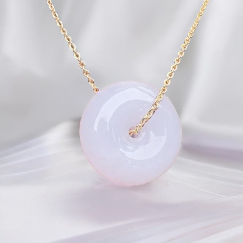 [May‧Peace] Violet Jade Peace Buckle Pendant | Natural Burmese Jade Jade A Grade | Gift - พวงกุญแจ - หยก ขาว