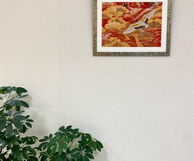 着物からつくられたアートパネル 鶴 お祝い 1点もの KIMONO Art