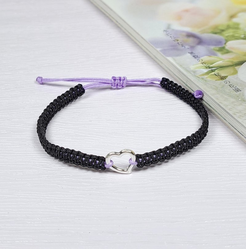 S999 sterling silver heart bracelet sterling silver heart bracelet couple bracelet [custom color] TBC002 - สร้อยข้อมือ - เงินแท้ สีม่วง