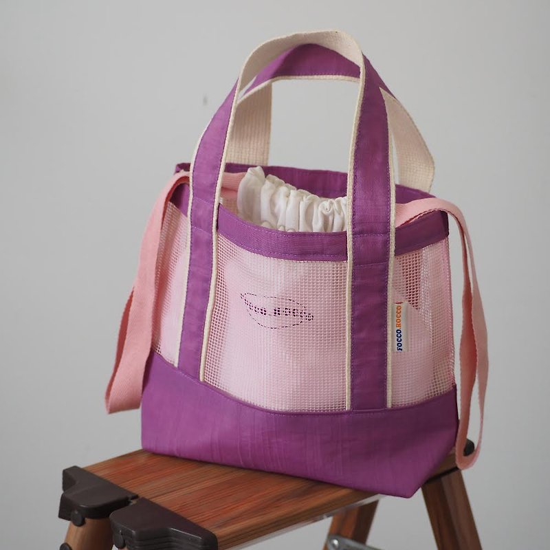 mini NET TOTE BAG : Hyacinth violet - กระเป๋าถือ - ไนลอน สีม่วง
